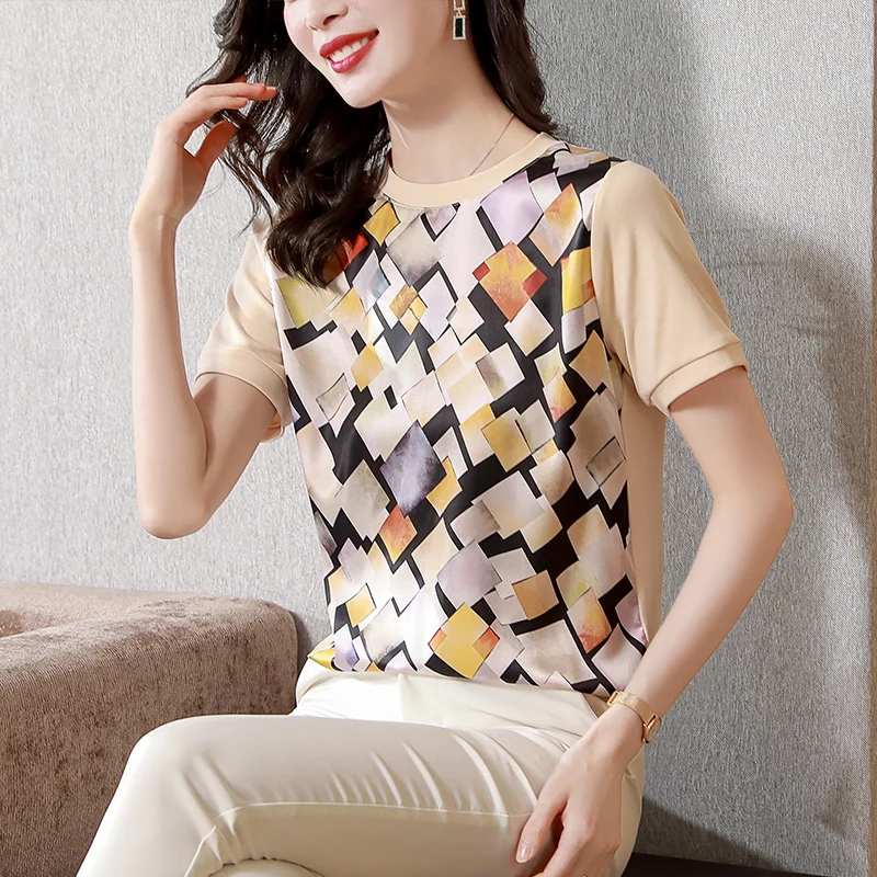 Large Size Women's T-shirt Loose Korean Style Satin Tees Elegant Summer Short Sleeve Cotton Tops Fashion Printing T Shirt
Large Size Women's T-shirt Loose Korean Style Satin Tees Elegant Summer Short Sleeve Cotton Tops Fashion Printing T Shirt