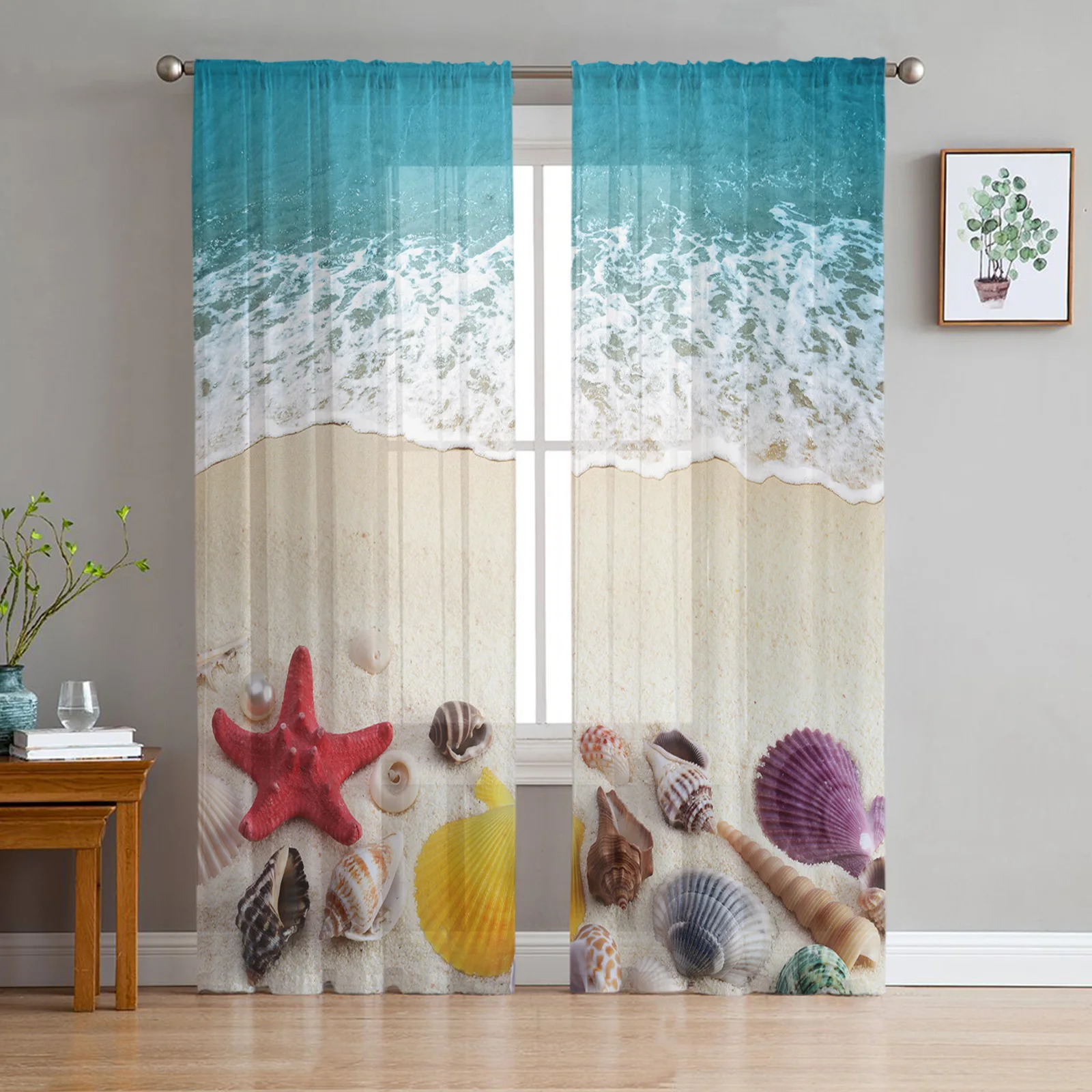 Beach Waves Shells Conch Pearls Sheer Curtain for Living Room Bedroom Voile Drape Kitchen Window Tulle Curtains Home Essentials
Beach Waves Shells Conch Pearls Sheer Curtain for Living Room Bedroom Voile Drape Kitchen Window Tulle Curtains Home Essentials
