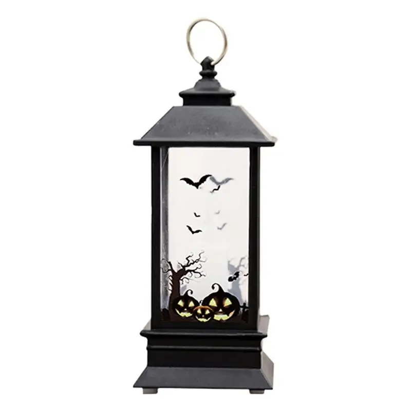 

Halloween Portable Lanterns Vintage Style Lantern Decorative Flameless Lamp With Spooky Silhouette Lighted LED Candle Lanterns