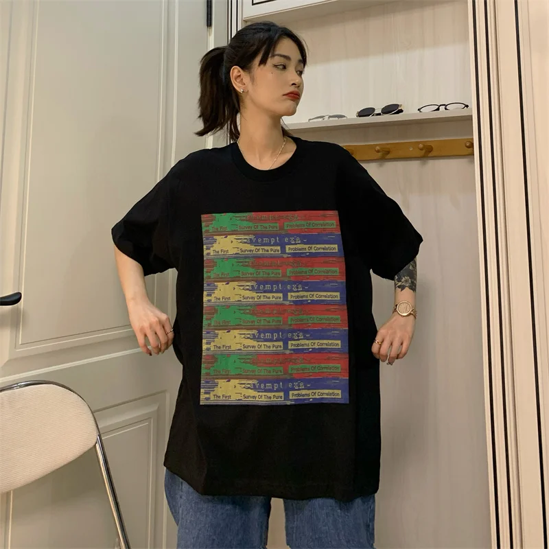 Tide Street Retro Summer Shorts Sleeve Tees For Women Fashion O-Neck Black Chic Letter Printing T-Shirts 2022 New Ins Vintage
Tide Street Retro Summer Shorts Sleeve Tees For Women Fashion O-Neck Black Chic Letter Printing T-Shirts 2022 New Ins Vintage