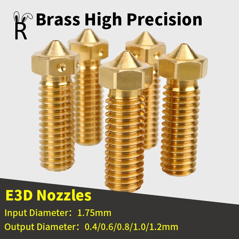 

High Precision 3D Printer Nozzle E3D V5 V6 Volcano Nozzle 0.4/0.6/0.8/1.0/1.2mm For 1.75mm Filament Extruder Head M6 Threaded