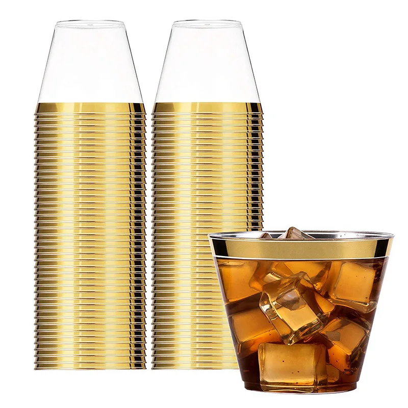 10 pcs Golden Plastic Cup Disposable Cup Plastic Wine Glass Party Wedding Wine Glass Transparent Cup With Gold Rim
10 pcs Golden Plastic Cup Disposable Cup Plastic Wine Glass Party Wedding Wine Glass Transparent Cup With Gold Rim