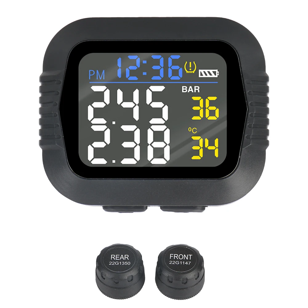 Digital Clock Motorcycle TPMS Temperature Alarm With 2 External Sensors Tire Pressure Monitoring System LCD Colorful Display
Digital Clock Motorcycle TPMS Temperature Alarm With 2 External Sensors Tire Pressure Monitoring System LCD Colorful Display