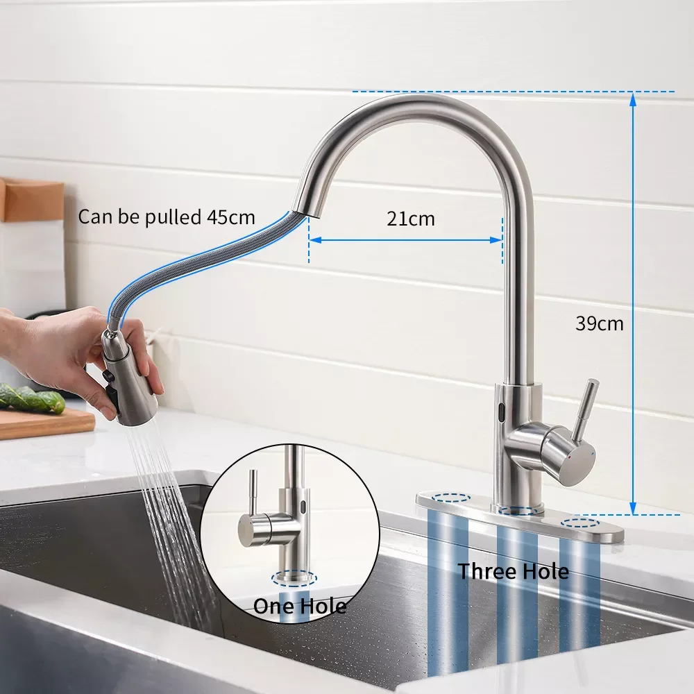 Stainless Steel Touch Control Kitchen Faucets Smart Sensor Kitchen Mixer Touch Faucet for Kitchen Pull Out Sink Taps 1072
Stainless Steel Touch Control Kitchen Faucets Smart Sensor Kitchen Mixer Touch Faucet for Kitchen Pull Out Sink Taps 1072