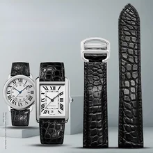 Black Brown blue watchband For Cartier crocodile strap Genuine leather tank Solo key London calibo Mens bracelet 20 22 23 24 25