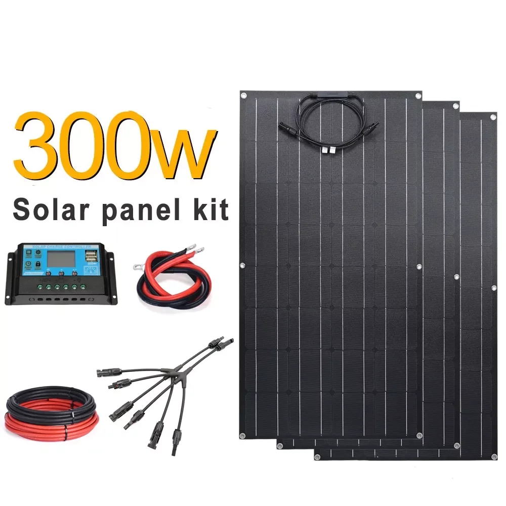 2023NEW 300W Solar Panel Kit for Home Outdoor Camping 100W Flexible Panel Solar Charger for 12V Battery Solar System for Beginne
2023NEW 300W Solar Panel Kit for Home Outdoor Camping 100W Flexible Panel Solar Charger for 12V Battery Solar System for Beginne