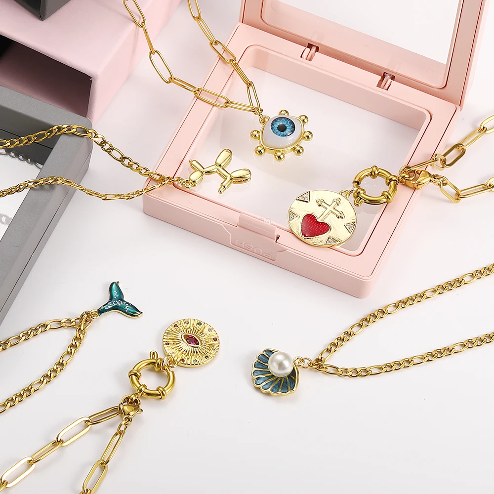 Turkish Evil Blue Eye Pendant Cute Dog Fish Greek Eye Heart Collares Necklace for Women Long Stainless Steel Chains Punk Jewelry 
Turkish Evil Blue Eye Pendant Cute Dog Fish Greek Eye Heart Collares Necklace for Women Long Stainless Steel Chains Punk Jewelry