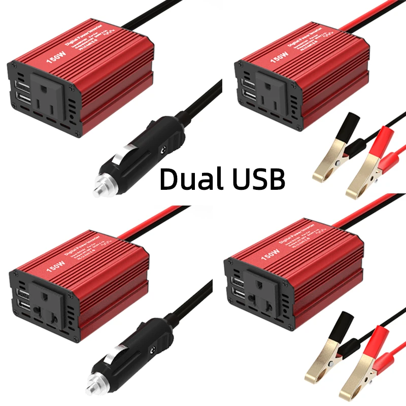 HearGrow 150W Car Power Inverter Charger Clips DC 12V AC 110V 220V Dual USB Charging Port Modified Sine Wave Converter Auto
HearGrow 150W Car Power Inverter Charger Clips DC 12V AC 110V 220V Dual USB Charging Port Modified Sine Wave Converter Auto