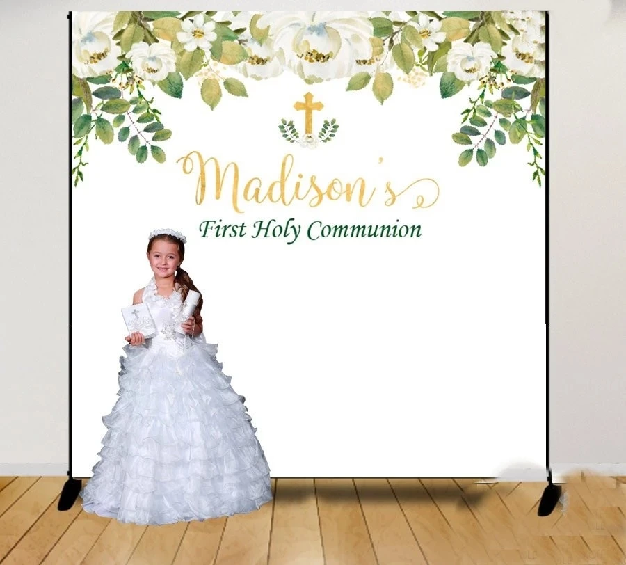 Custom First Communion Greenery White Floral Baptism Background Girls Mi Primera Cross Decor Computer Print Party Photo Backdrop
Custom First Communion Greenery White Floral Baptism Background Girls Mi Primera Cross Decor Computer Print Party Photo Backdrop