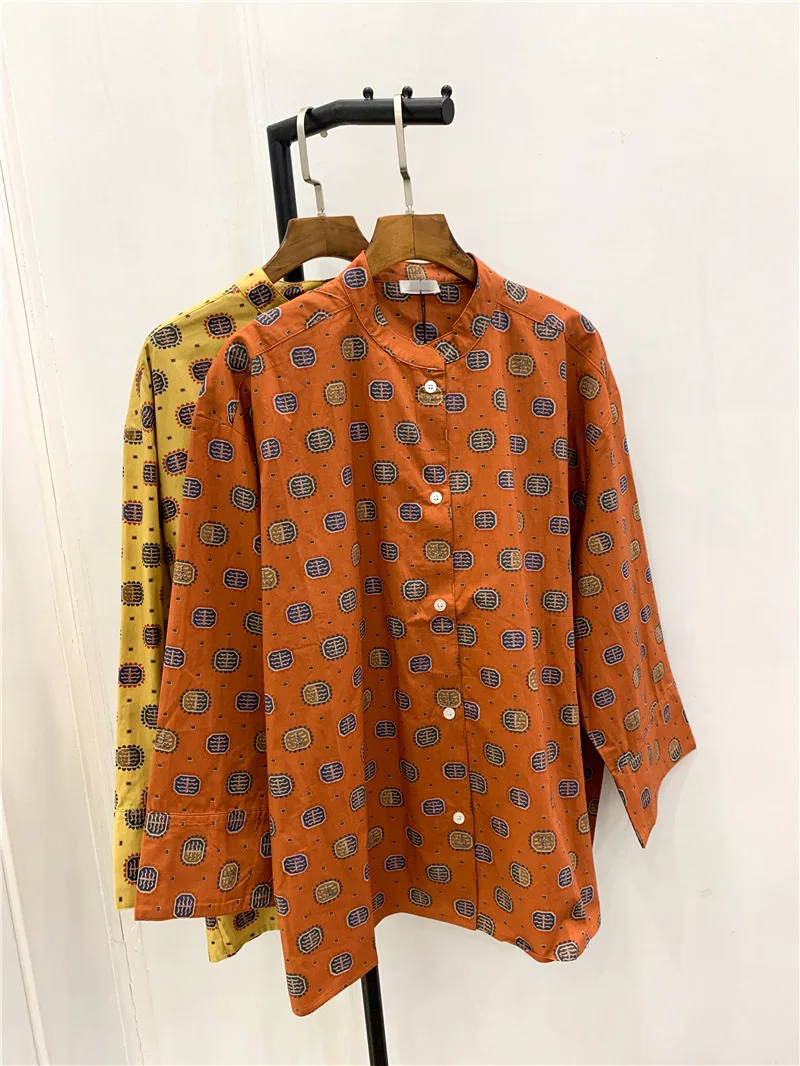 Женский топ Toteme, Новинка лета 2022, хлопковый пуловер ржавчины с красным принтом и надписью, с широким рукавом, рубашка 
Женский топ Toteme, Новинка лета 2022, хлопковый пуловер ржавчины с красным принтом и надписью, с широким рукавом, рубашка