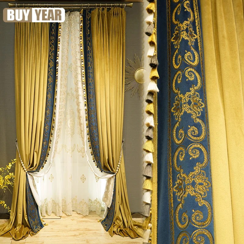 High-grade European Embroidery Flocking Lace Stitching Velvet Thickening Blackout Curtains for Living Room Bedroom Customization
High-grade European Embroidery Flocking Lace Stitching Velvet Thickening Blackout Curtains for Living Room Bedroom Customization