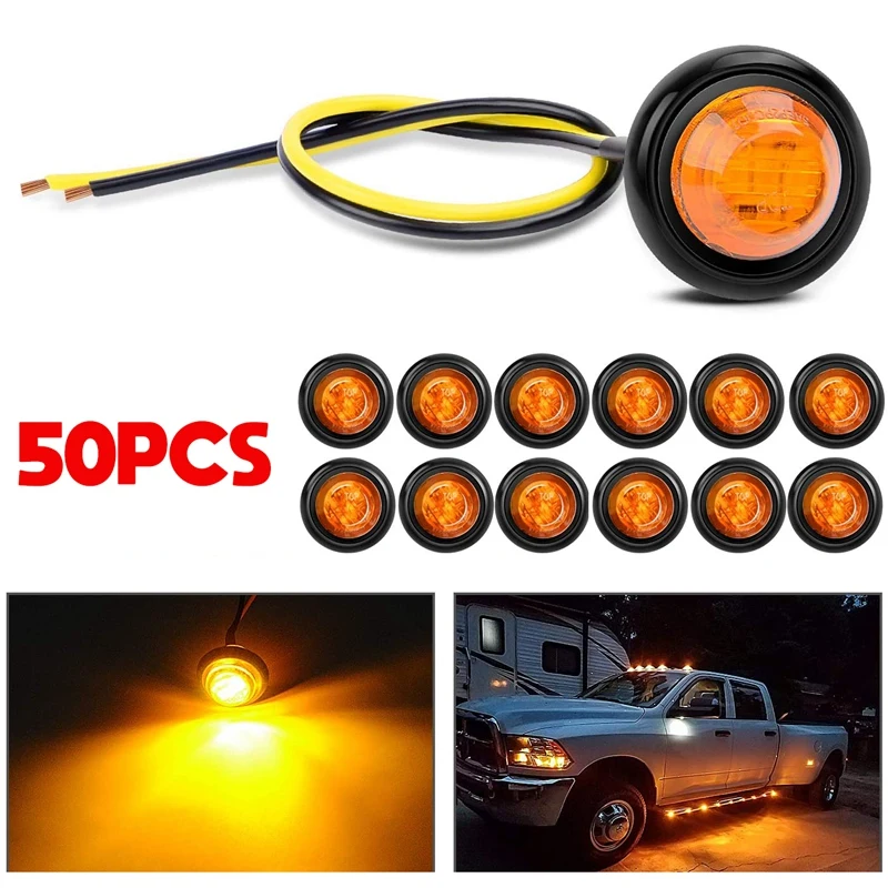 50PCS Round Amber LED Light Front Rear Side Marker Indicators Light for Truck Bus Trailer Caravan Boat Motocycle 12V
50PCS Round Amber LED Light Front Rear Side Marker Indicators Light for Truck Bus Trailer Caravan Boat Motocycle 12V