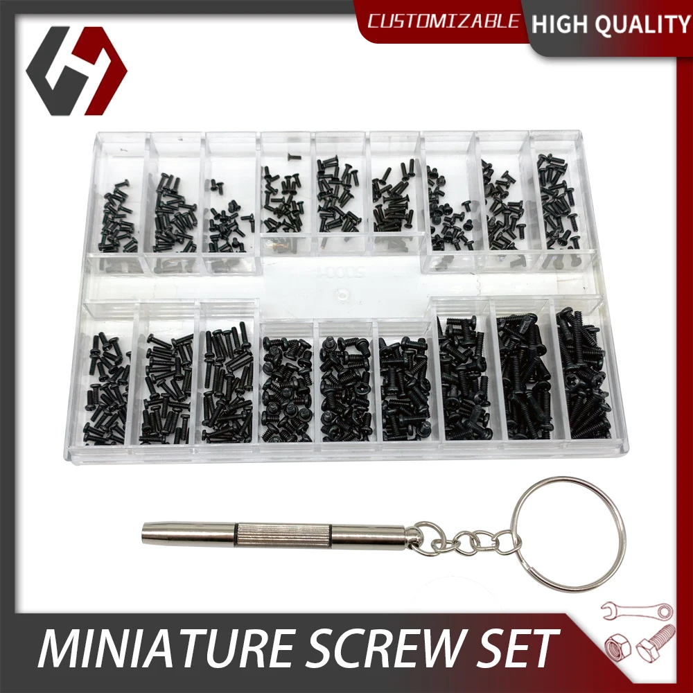 540Pcs Phillips Countersunk Head / Round Head Machine Screw Set Combination Carbon Steel Black M1.2-M2 Tool Box Pc Case Hardware
540Pcs Phillips Countersunk Head / Round Head Machine Screw Set Combination Carbon Steel Black M1.2-M2 Tool Box Pc Case Hardware