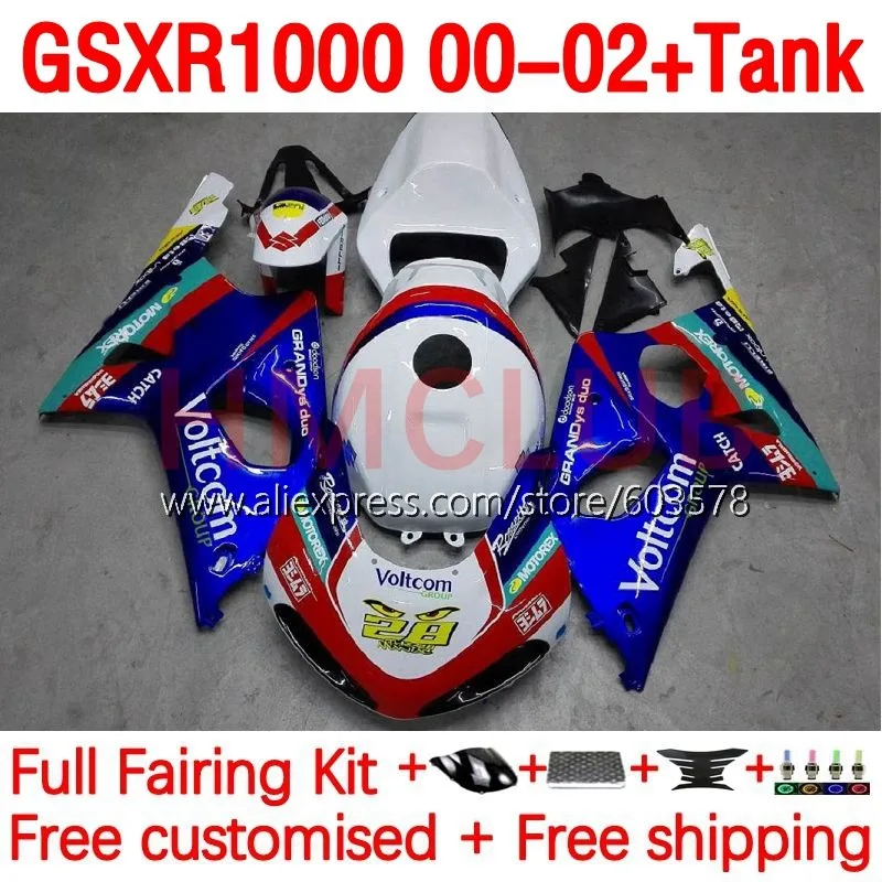 Tank OEM For SUZUKI GSXR-1000 GSXR 1000 CC K2 GSXR1000 00 01 02 GSX-R1000 2000 2001 2002 Injection Fairing 176No.0 Blue White
Tank OEM For SUZUKI GSXR-1000 GSXR 1000 CC K2 GSXR1000 00 01 02 GSX-R1000 2000 2001 2002 Injection Fairing 176No.0 Blue White