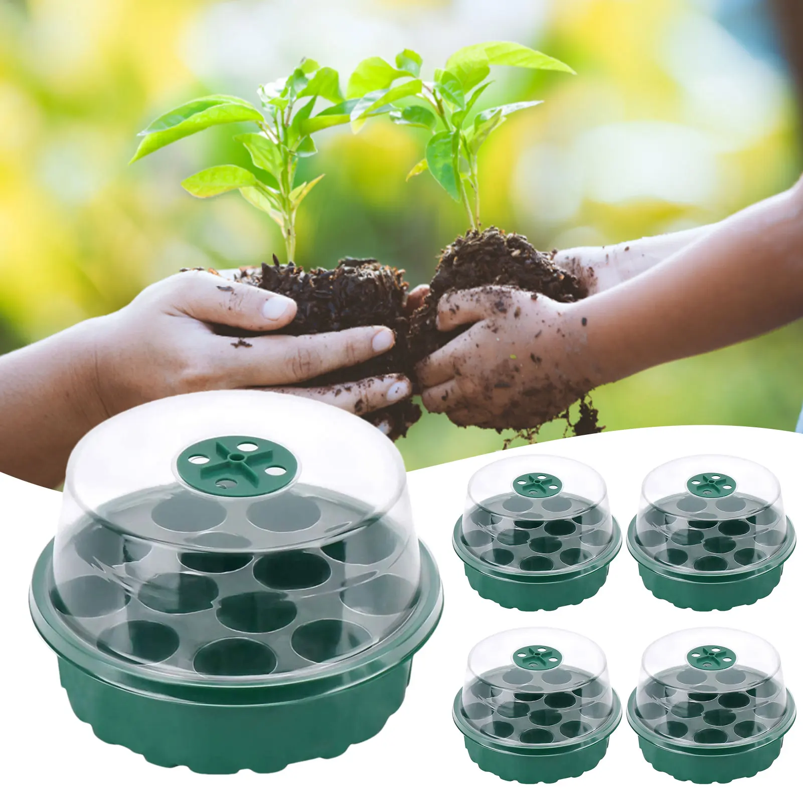 Seedling Trays Starter 5-Pack Mini Propagator Plant Grow Kit Greenhouse With Humidity Vented Domes And Base For SeedsStarting
Seedling Trays Starter 5-Pack Mini Propagator Plant Grow Kit Greenhouse With Humidity Vented Domes And Base For SeedsStarting