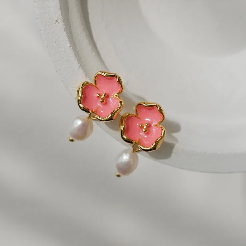 Beautiful Pink Crystal Flower Pearl Drop Earrings For Women Personality New Fashion Jewelry Pendientes
Beautiful Pink Crystal Flower Pearl Drop Earrings For Women Personality New Fashion Jewelry Pendientes