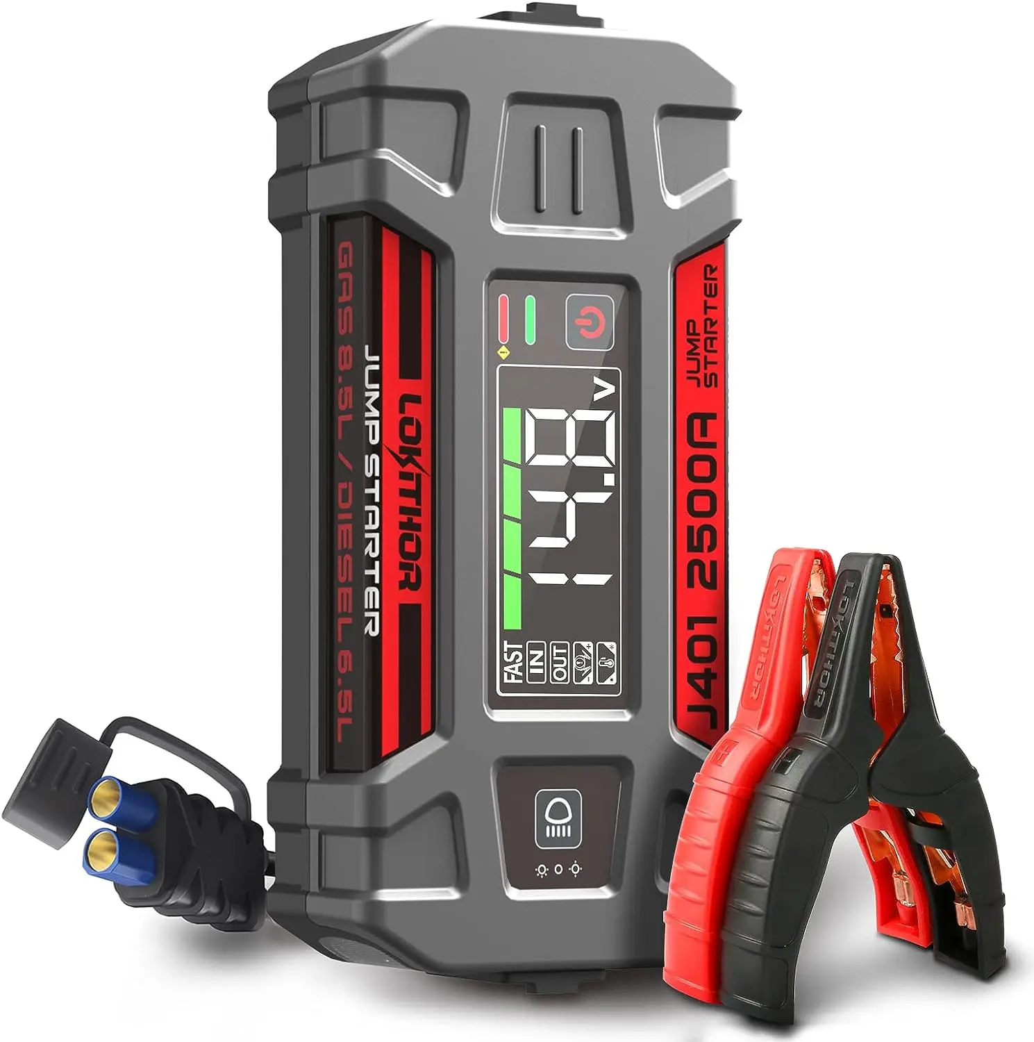 Portable Lithium Jump Starter, 2500Amp 20000mAh 12V Jump Box for Upto 8.5L Gas and 6.5L Diesel Engines with 100W Two-Way Fast Ch
Portable Lithium Jump Starter, 2500Amp 20000mAh 12V Jump Box for Upto 8.5L Gas and 6.5L Diesel Engines with 100W Two-Way Fast Ch