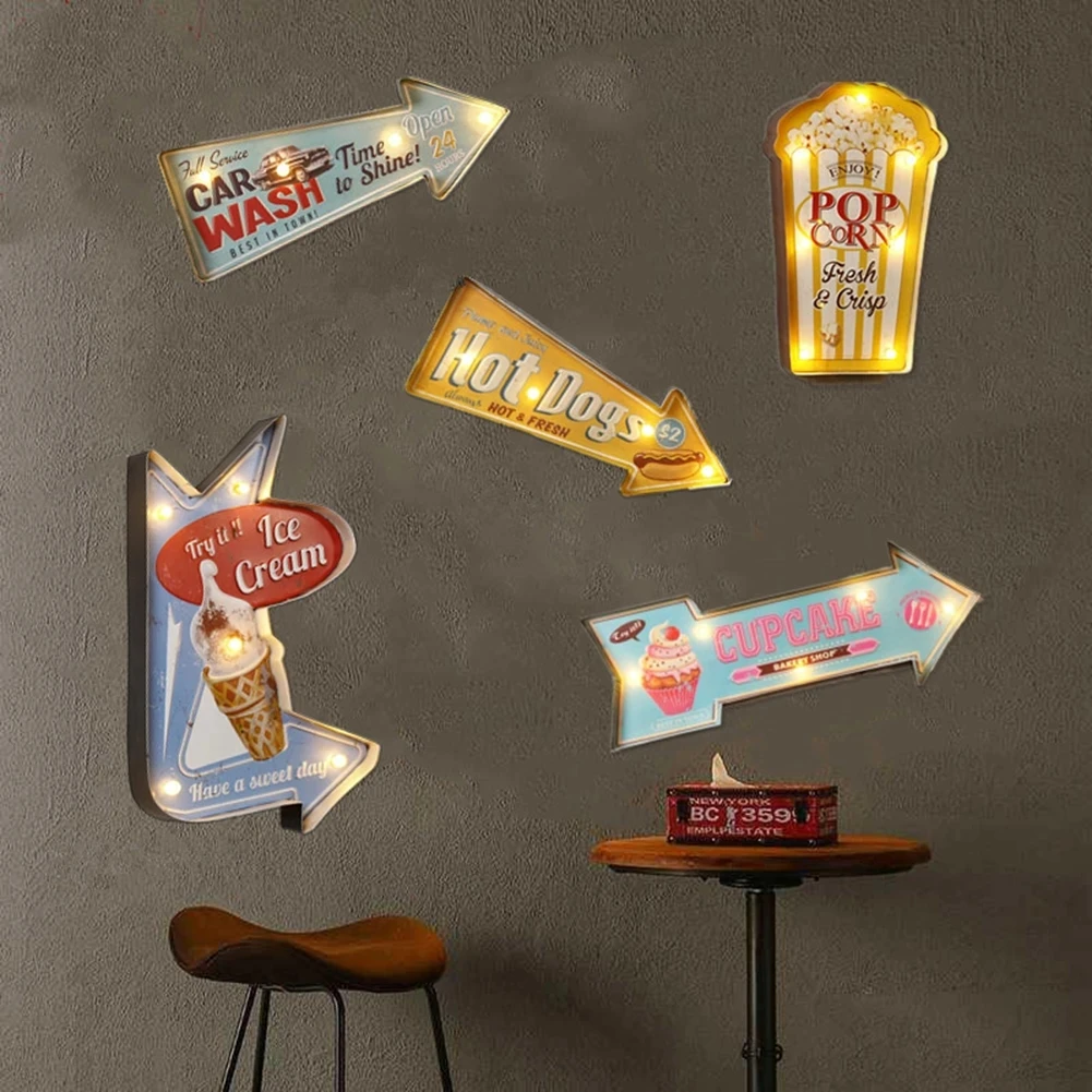 LED Decorative Lights Battery Powered Retro Iron Light Up Signs Durable Metal Wall Decorations with Suspension Hole for Cafe Bar
LED Decorative Lights Battery Powered Retro Iron Light Up Signs Durable Metal Wall Decorations with Suspension Hole for Cafe Bar