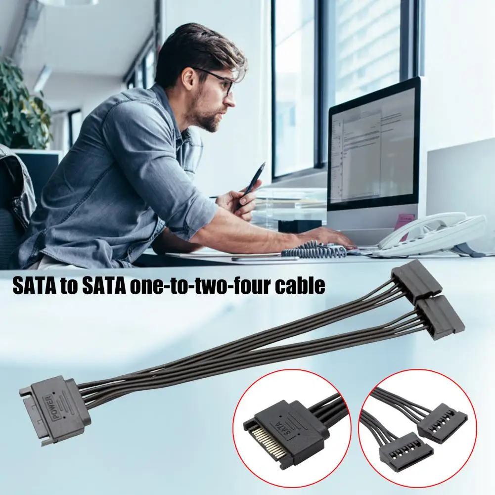 SATA Power Cable Professional Stable Power Supply 1 to 2 15Pin Male to 2 15Pin Female SATA Power Extension Cable for Hard Drive
SATA Power Cable Professional Stable Power Supply 1 to 2 15Pin Male to 2 15Pin Female SATA Power Extension Cable for Hard Drive