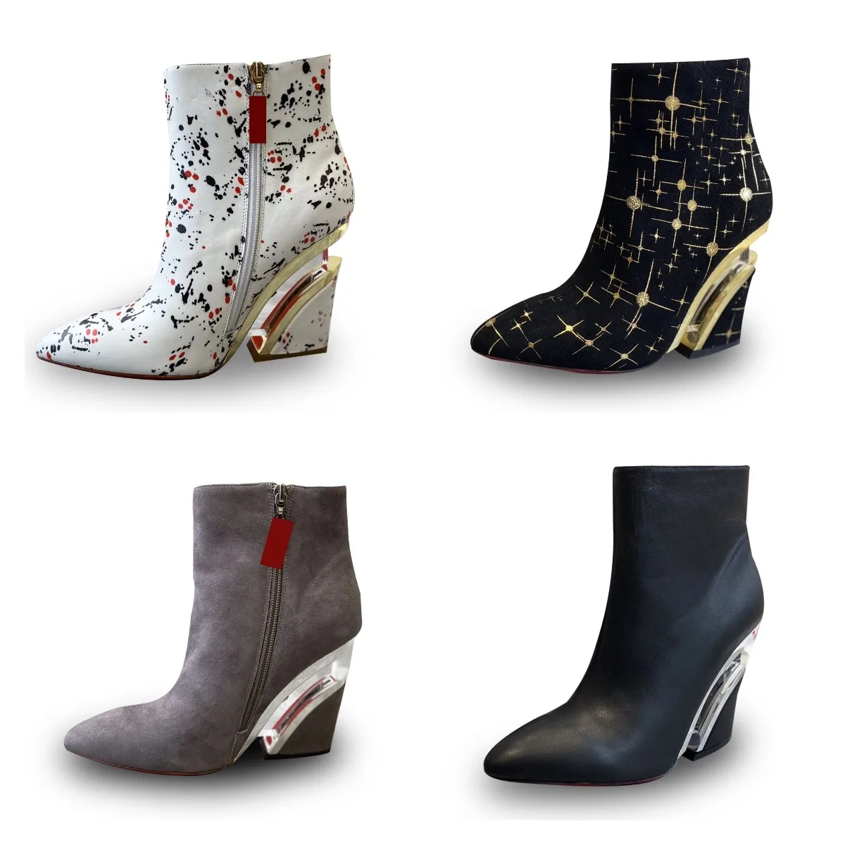 New Design Calfskin Leather Ankle Boots Wedges Heels Red Bottom Pointed Toe Zipper Boots Winter Autumn Women Party Dress Shoes
New Design Calfskin Leather Ankle Boots Wedges Heels Red Bottom Pointed Toe Zipper Boots Winter Autumn Women Party Dress Shoes