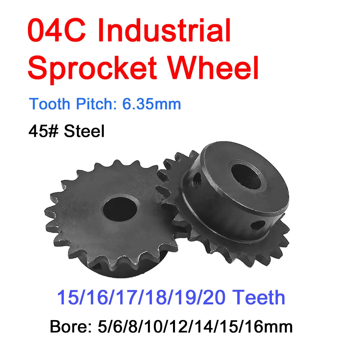 1Pc 04C Sprocket Wheel 15/16/17/18/19/20 Teeth 25H Chain Gear With Step 45# Steel Bore 5/6/8/10/12/14/15/16mm Transmission Gears
1Pc 04C Sprocket Wheel 15/16/17/18/19/20 Teeth 25H Chain Gear With Step 45# Steel Bore 5/6/8/10/12/14/15/16mm Transmission Gears