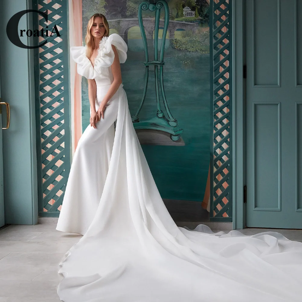 Croadia Trumpet Off The Shoulder Wedding Dresses 2023 Bride Detachable Train Simple Chiffon Appliques Lace Zipper Custom Made
Croadia Trumpet Off The Shoulder Wedding Dresses 2023 Bride Detachable Train Simple Chiffon Appliques Lace Zipper Custom Made