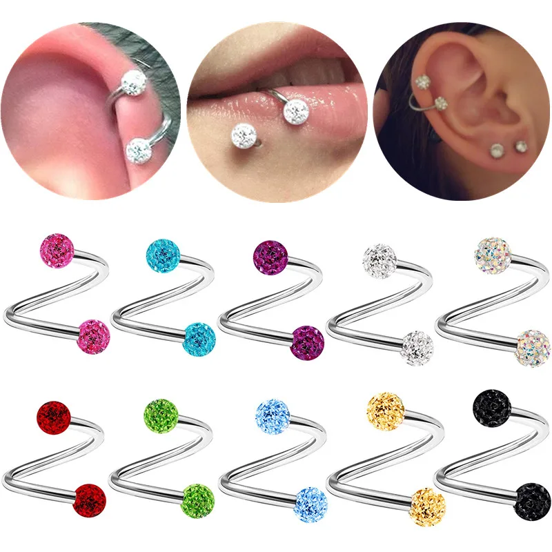 1PCS/2PCS Stainless Steel Crystal Twist Helix Cartilage Jewelry S Shape Labret Piercing Lip Ring Twist Tragus Earring Stud
1PCS/2PCS Stainless Steel Crystal Twist Helix Cartilage Jewelry S Shape Labret Piercing Lip Ring Twist Tragus Earring Stud