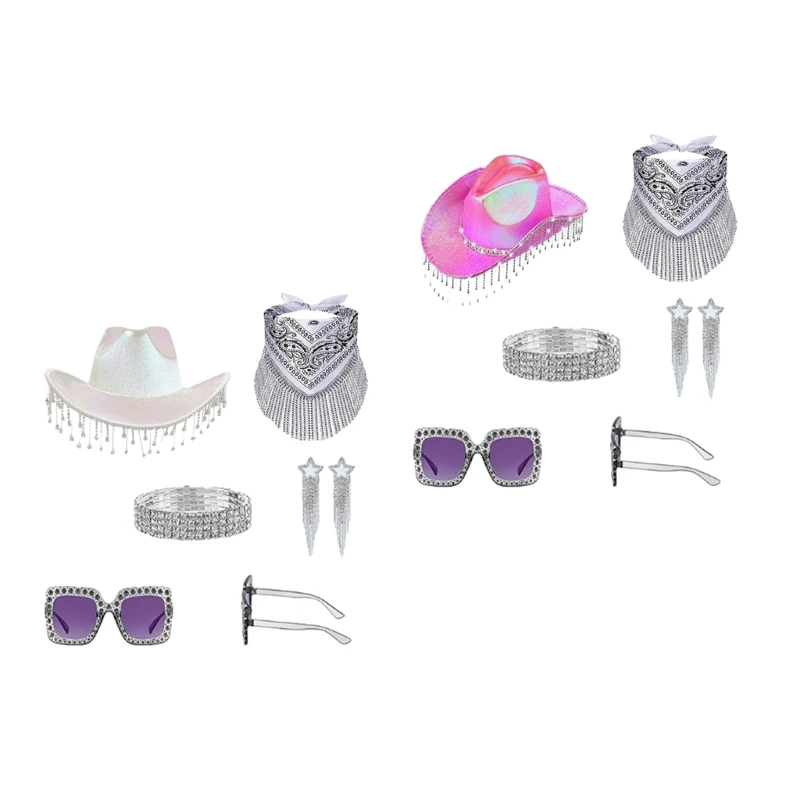 Sparkling Cowboy Hat Glitters Kerchief Earrings for Bachelorette Party Kerchief Cowboy Hat Hat for Actress
Sparkling Cowboy Hat Glitters Kerchief Earrings for Bachelorette Party Kerchief Cowboy Hat Hat for Actress