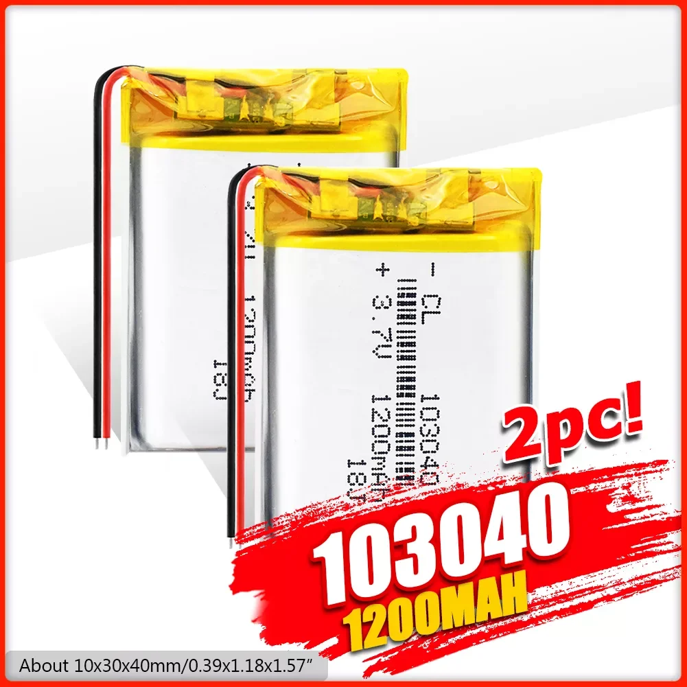 1/2/4 3.7V 1200mAh 103040 Lithium Polymer LiPo Battery For MP3 MP4 GPS PSP VR DVR DVD mobile video game Tablet Power bank
1/2/4 3.7V 1200mAh 103040 Lithium Polymer LiPo Battery For MP3 MP4 GPS PSP VR DVR DVD mobile video game Tablet Power bank