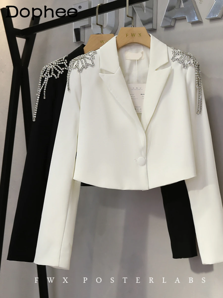 Fall 2022 New Korean Style Temperament Exquisite Rhinestone Tassel Blazer Coat Women's Short Casual Small Suit Jacket Outer Wear
Fall 2022 New Korean Style Temperament Exquisite Rhinestone Tassel Blazer Coat Women's Short Casual Small Suit Jacket Outer Wear