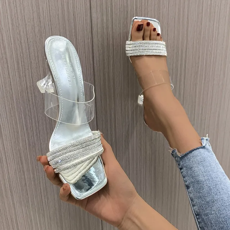 Outdoor Summer New Fashion Flash Diamond Thick Heel Square Head Temperament High-heeled Women's Shoes Slippers 1
Outdoor Summer New Fashion Flash Diamond Thick Heel Square Head Temperament High-heeled Women's Shoes Slippers 1