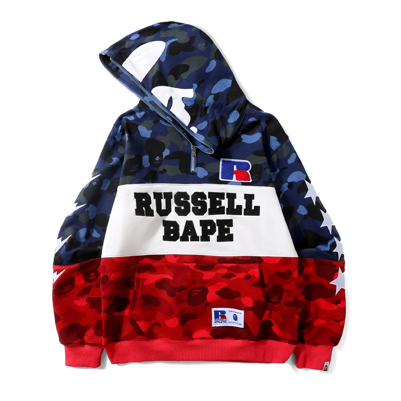 Autumn and Winter Tide Brand Japanese Hip-hop Street Camouflage Ape Head Three-color Embroidery Half Zipper Men's Hooded Sweater
Autumn and Winter Tide Brand Japanese Hip-hop Street Camouflage Ape Head Three-color Embroidery Half Zipper Men's Hooded Sweater