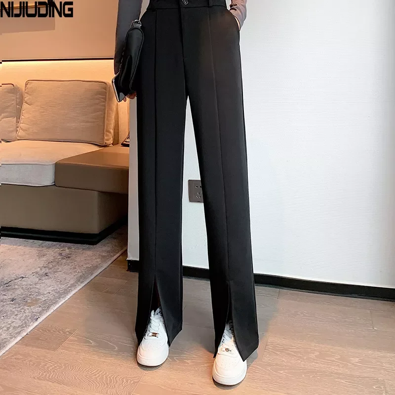 Casual High Waist Button Wide Leg Pants for Women Spring Summer Loose Female Floor-Length Split Suits Pants Ladies Trousers New
Casual High Waist Button Wide Leg Pants for Women Spring Summer Loose Female Floor-Length Split Suits Pants Ladies Trousers New