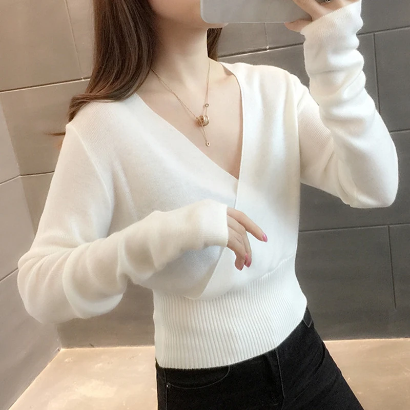 Soft V-neck Jumper Knitted Sweater Elegant Pullover Women Sweater Fall Winter Long Sleeve Bottoming Wool Sweaters Clothing 22746
Soft V-neck Jumper Knitted Sweater Elegant Pullover Women Sweater Fall Winter Long Sleeve Bottoming Wool Sweaters Clothing 22746