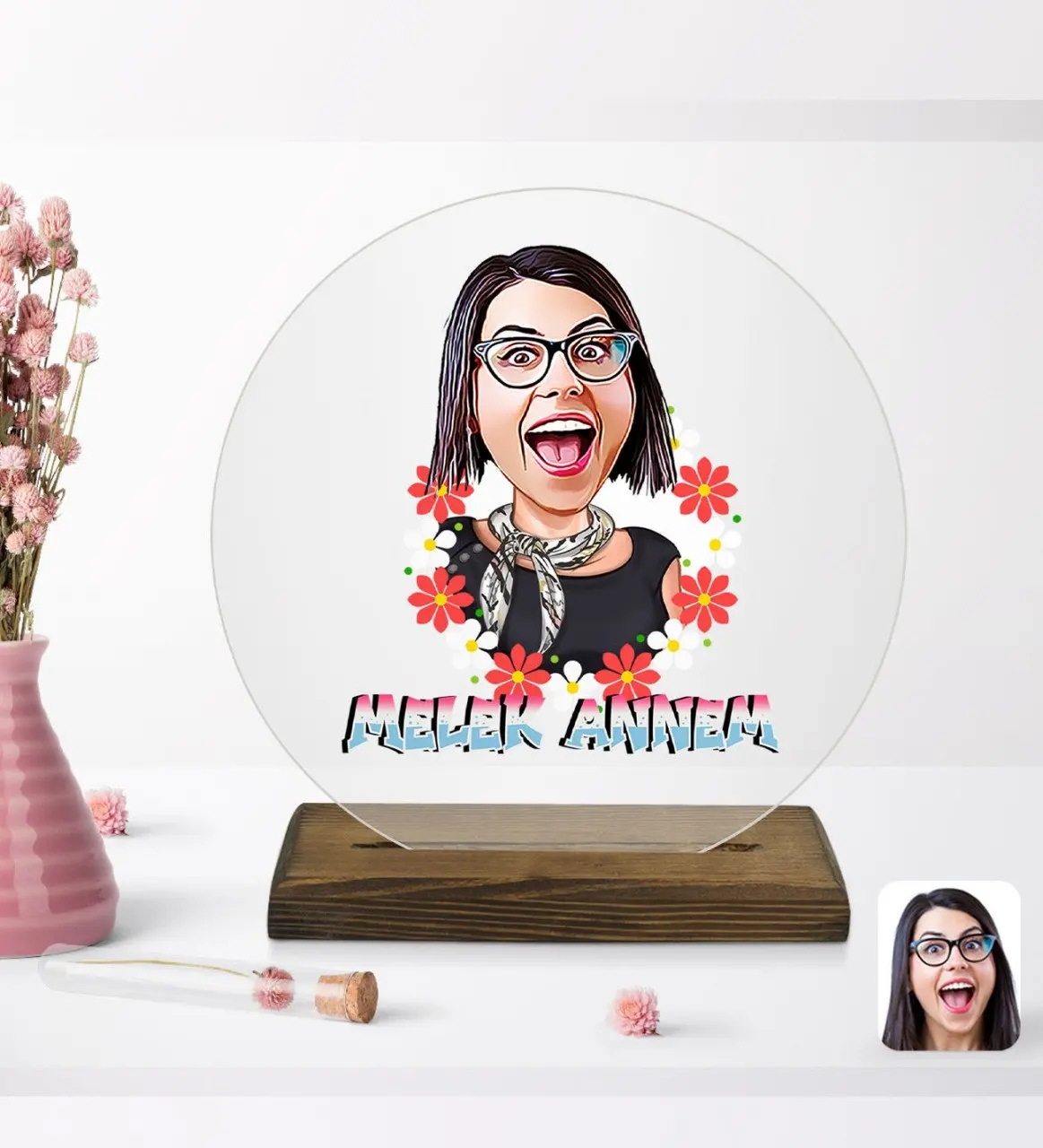 Personalized angel mom cartoon round wooden stand Biblo-1 
Personalized angel mom cartoon round wooden stand Biblo-1