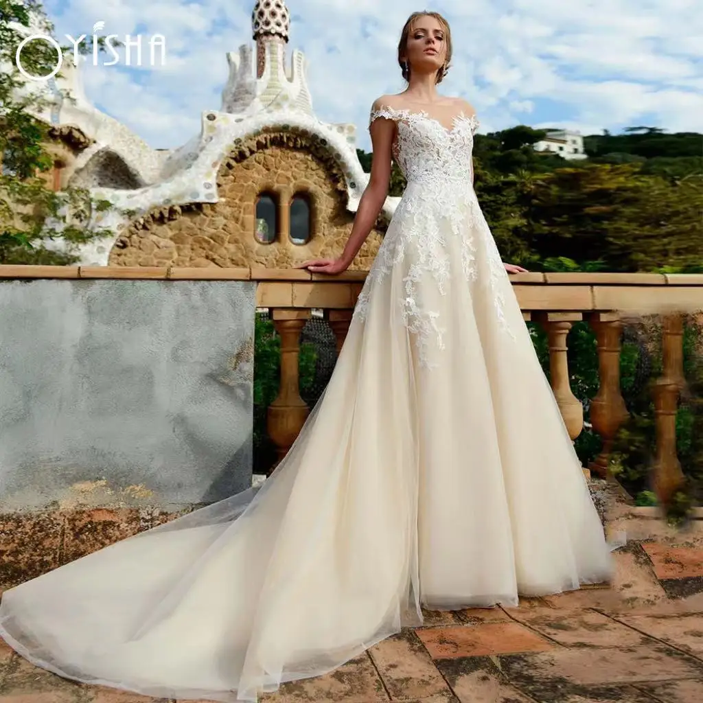 OYISHA Sweep Train Princess Wedding Dresses For Women A-Line O-Neck Tulle Robe De Mariée Cap Sleeves Lace Appliques Bridal Gowns
OYISHA Sweep Train Princess Wedding Dresses For Women A-Line O-Neck Tulle Robe De Mariée Cap Sleeves Lace Appliques Bridal Gowns