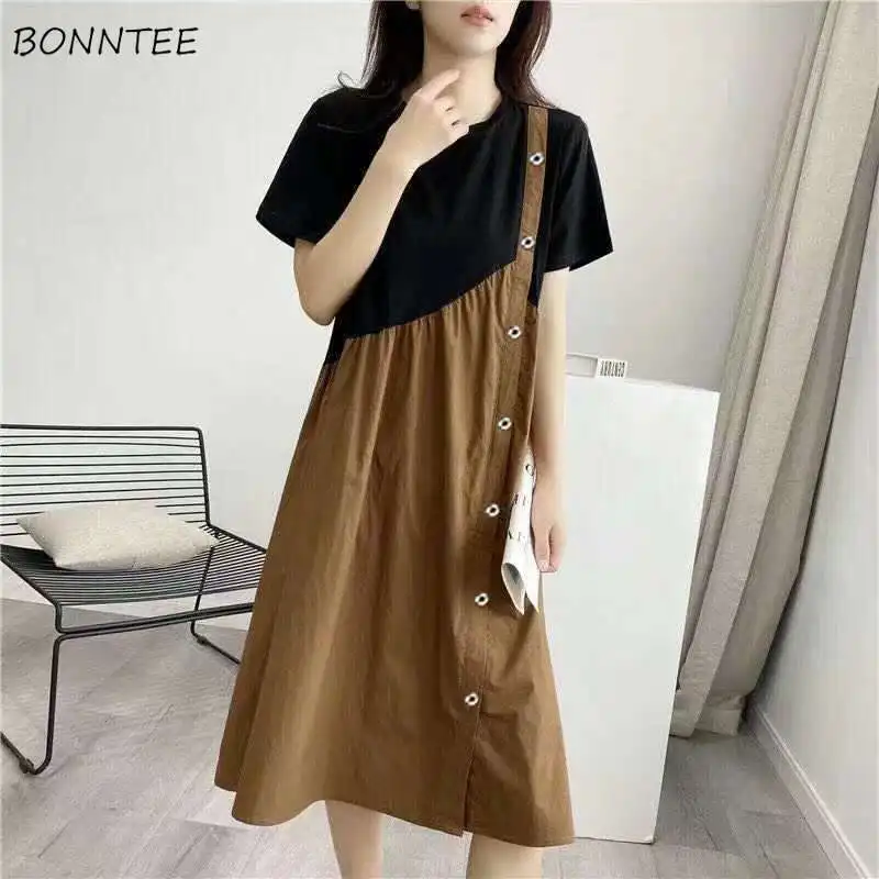 Dresses Women All-match Retro Patchwork High Waist A-line O-neck Leisure Office Lady Korean Style Summer Ins Popular Breathable
Dresses Women All-match Retro Patchwork High Waist A-line O-neck Leisure Office Lady Korean Style Summer Ins Popular Breathable