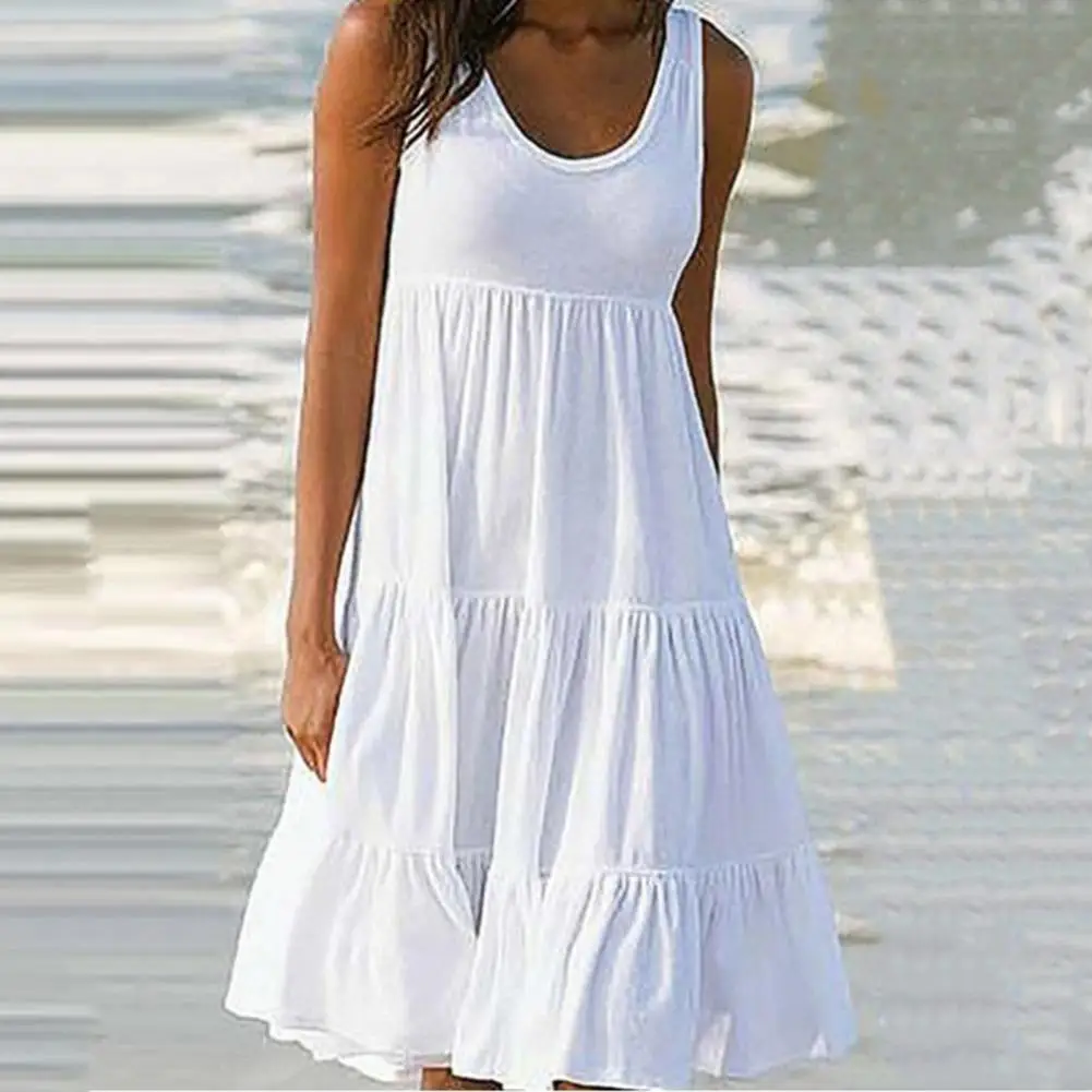 Streetwear Sleeveless O Neck Solid Color Midi Dress Women Dress Thin Splicing Large Hem Streetwear
Streetwear Sleeveless O Neck Solid Color Midi Dress Women Dress Thin Splicing Large Hem Streetwear