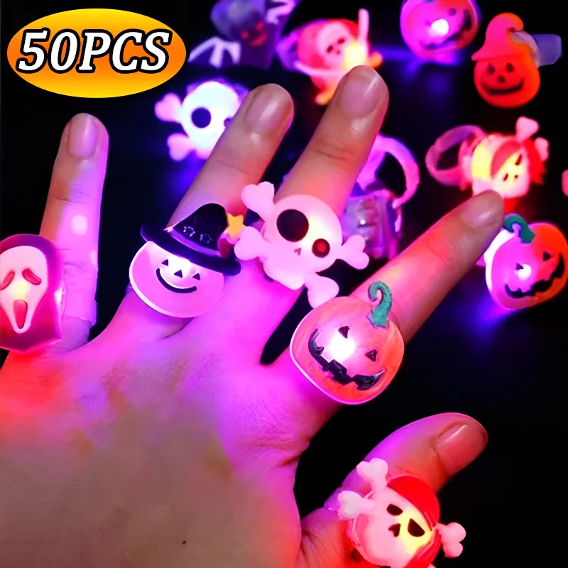 50/10PCS Halloween LED Hoops Light Horror Pumpkin Ghost Spider Glow Finger Hoops for Kids Halloween Party Cosplay Supplies
50/10PCS Halloween LED Hoops Light Horror Pumpkin Ghost Spider Glow Finger Hoops for Kids Halloween Party Cosplay Supplies