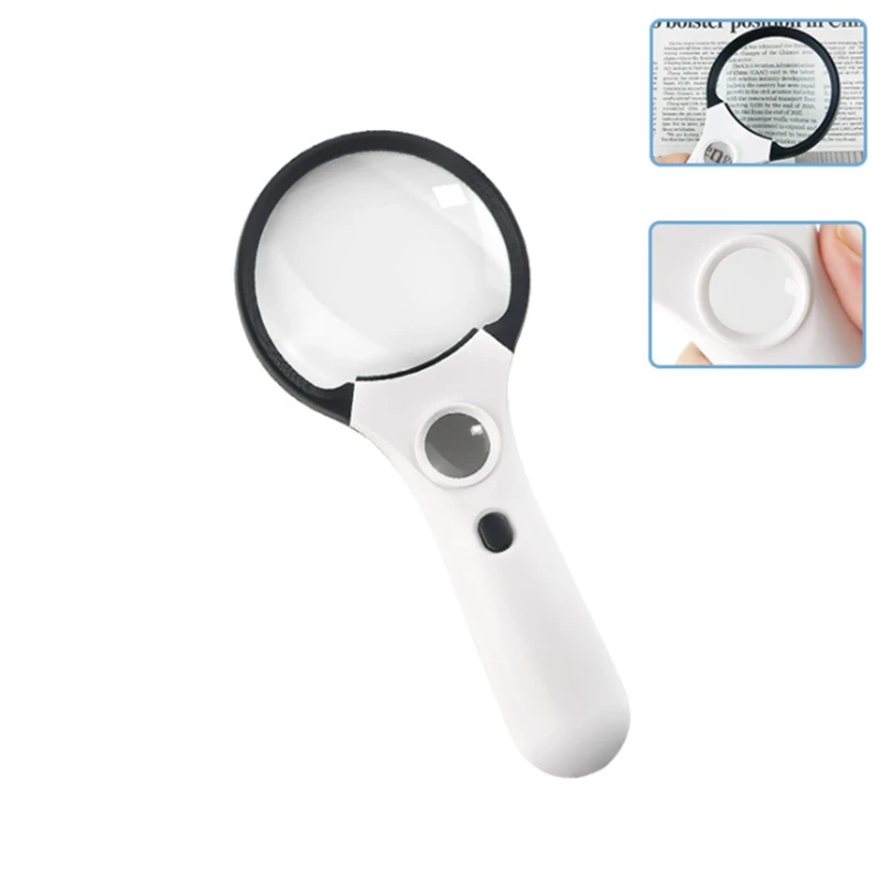 3X 45X Handheld Reading Magnifying Glasses Illuminated Lightweight Jewelry Magnifier with 3LED Light 1UV Light f Identification
3X 45X Handheld Reading Magnifying Glasses Illuminated Lightweight Jewelry Magnifier with 3LED Light 1UV Light f Identification