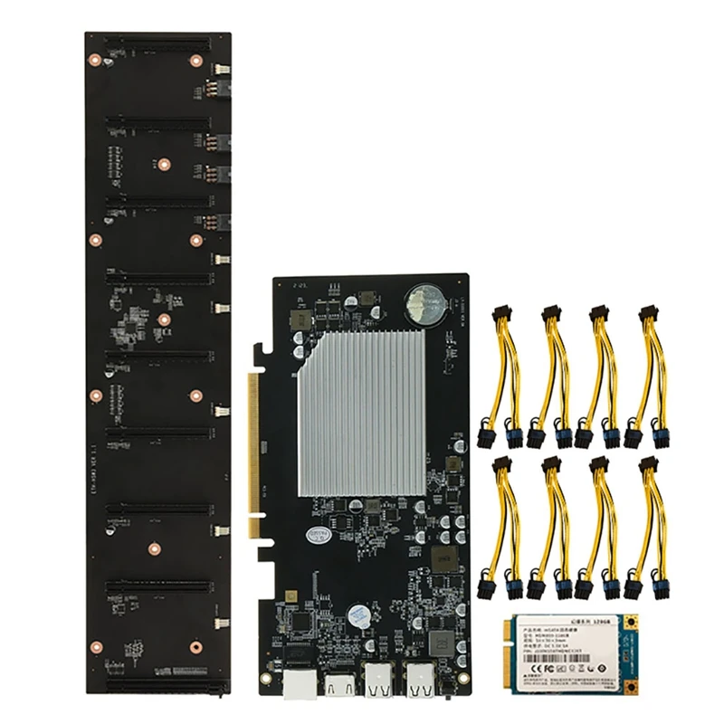 ETH-HSW3 BTC Mining Motherboard with 128G SSD+8X8 Pin to 8 Pin Power Cords 8 Card PCIE X16 Graphics Slot 67mm MSATA Set
ETH-HSW3 BTC Mining Motherboard with 128G SSD+8X8 Pin to 8 Pin Power Cords 8 Card PCIE X16 Graphics Slot 67mm MSATA Set