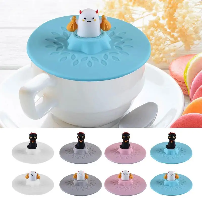 

1pcs Silicone Drink Cup Cover Reusable Cute Seal Suction Cup Covers Dustproof Tea Coffee Cup Lids For Cups Mugs Beer Glasses