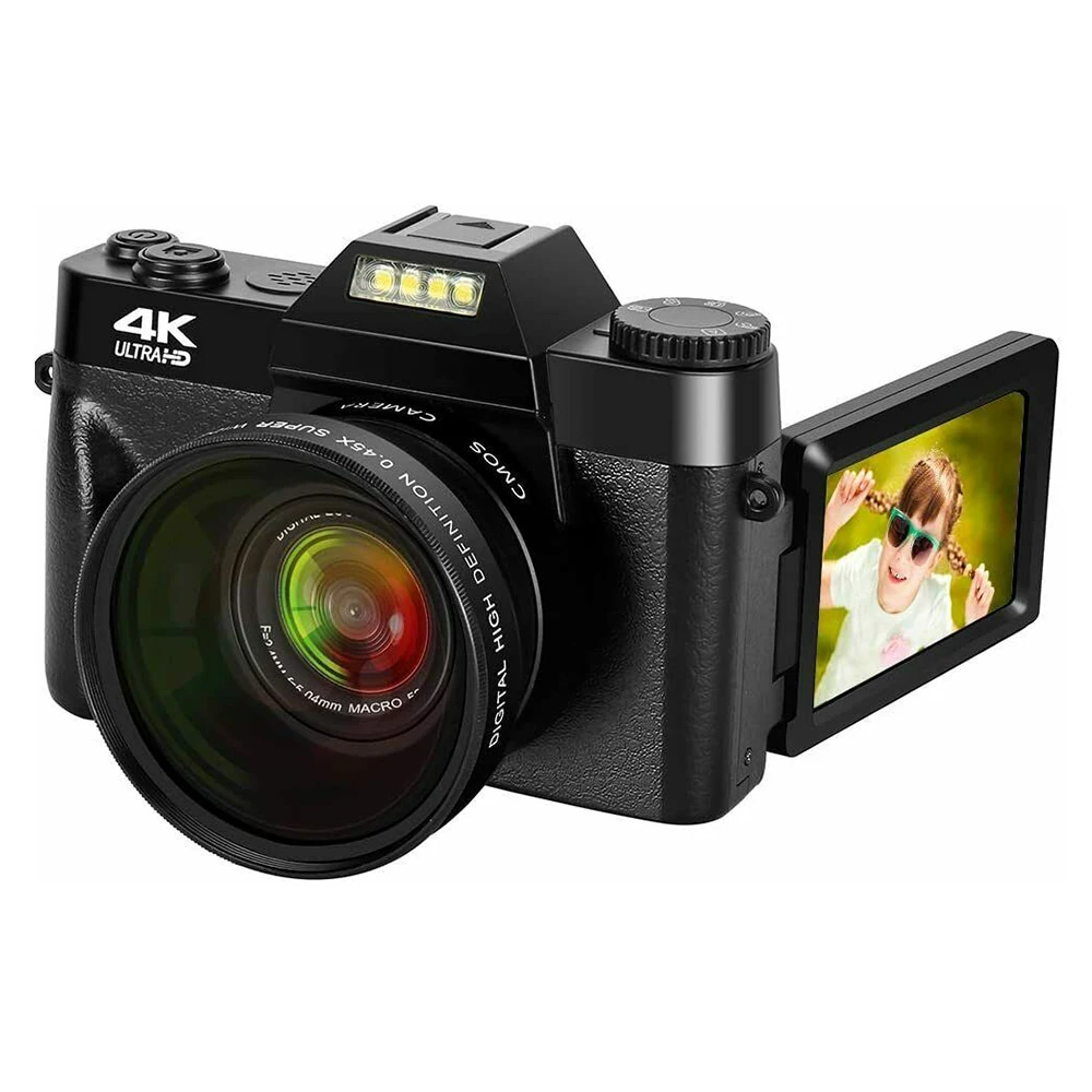 Цифровая камера 4K Full HD 3 дюйма 48MP 30FPS Wi-Fi 16X цифровой зум флип-экран Автофокус