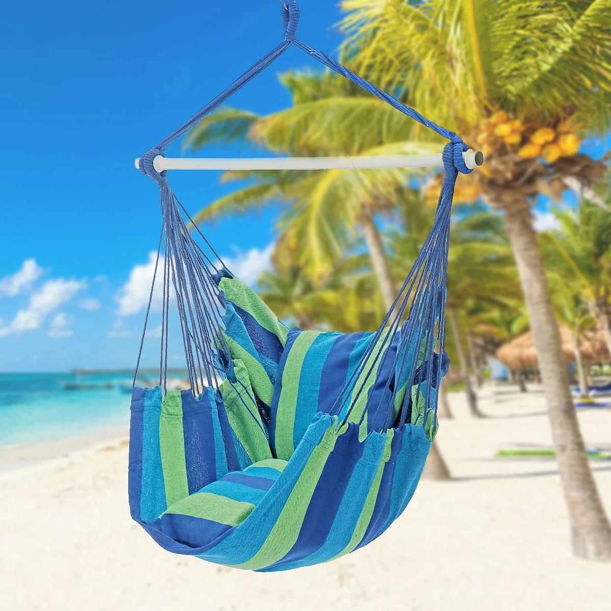 Hammock Chair Swing, Hanging Rope Swing Chair with 2 Soft Seat Cushions, for Yard Bedroom Patio Porch Indoor Outdoor, Max 550 lb
Hammock Chair Swing, Hanging Rope Swing Chair with 2 Soft Seat Cushions, for Yard Bedroom Patio Porch Indoor Outdoor, Max 550 lb