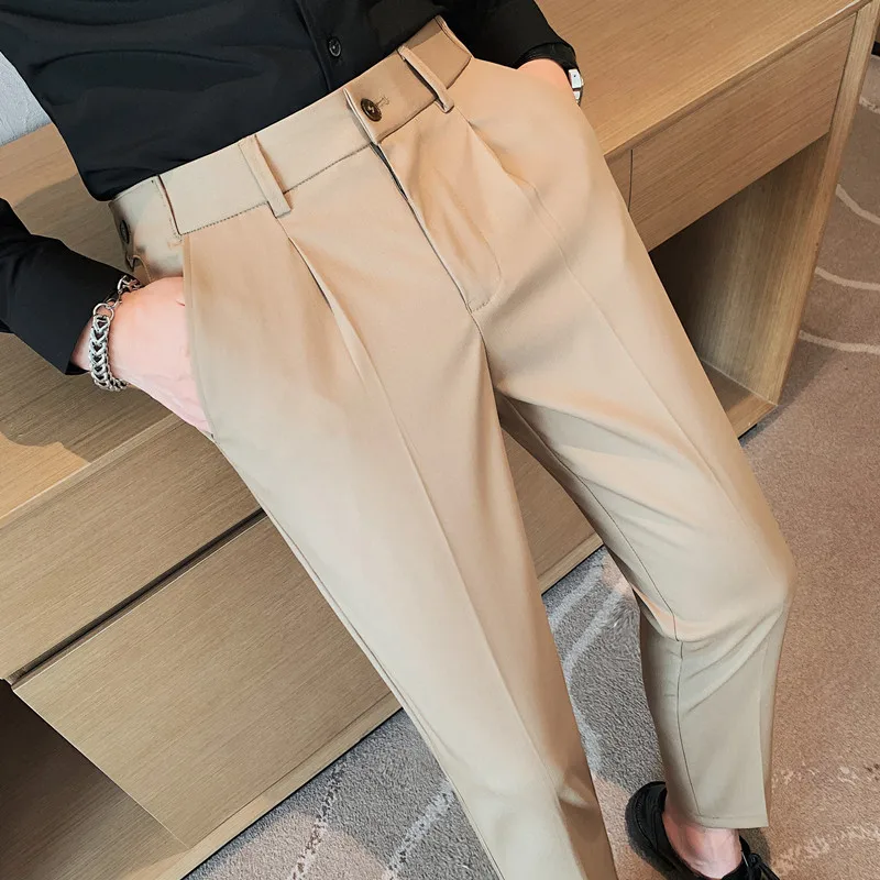 New Fashion Social Belt Decoration Slim Fit Suit Pants 2023 British Style Men High Waist Casual Business Dress Pants Streetwear
New Fashion Social Belt Decoration Slim Fit Suit Pants 2023 British Style Men High Waist Casual Business Dress Pants Streetwear