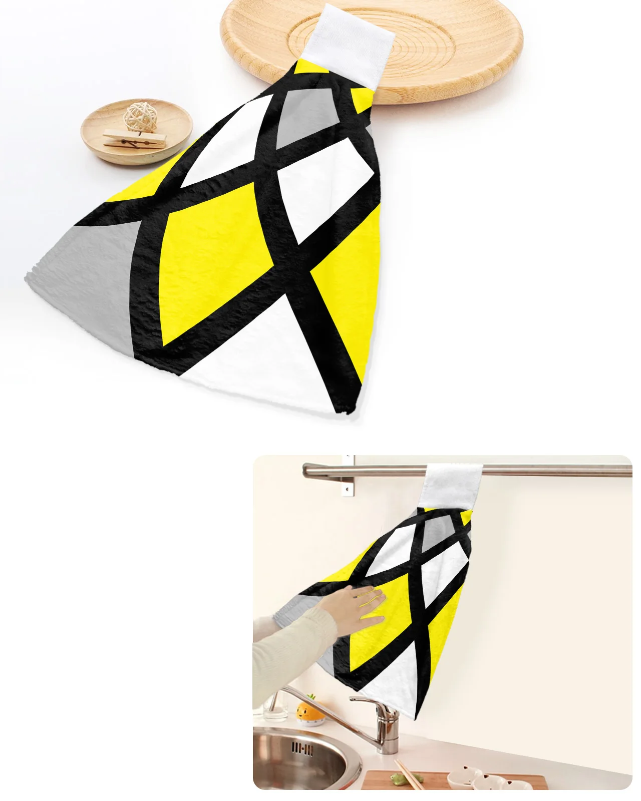 Yellow Black Grey Geometric Square Hand Towels Home Kitchen Bathroom Hanging Dishcloths Loops Soft Absorbent Custom Wipe Towel
Yellow Black Grey Geometric Square Hand Towels Home Kitchen Bathroom Hanging Dishcloths Loops Soft Absorbent Custom Wipe Towel