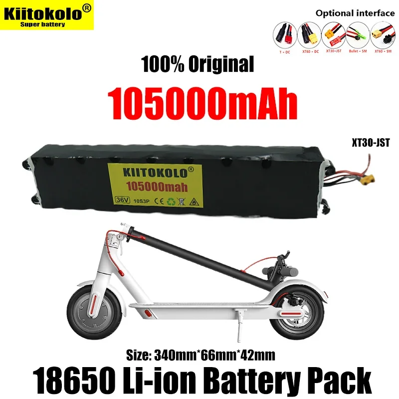36V 18650 Lithium Battery Pack 10S3P 105000mah 250W-500W Same Port 42V Electric Scooter for M365 Ebike Power Battery with BMS
36V 18650 Lithium Battery Pack 10S3P 105000mah 250W-500W Same Port 42V Electric Scooter for M365 Ebike Power Battery with BMS