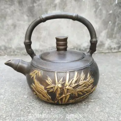 Exquisite pure brass purple leather gilt steadily rising copper bamboo teapot small ornament
Exquisite pure brass purple leather gilt steadily rising copper bamboo teapot small ornament
