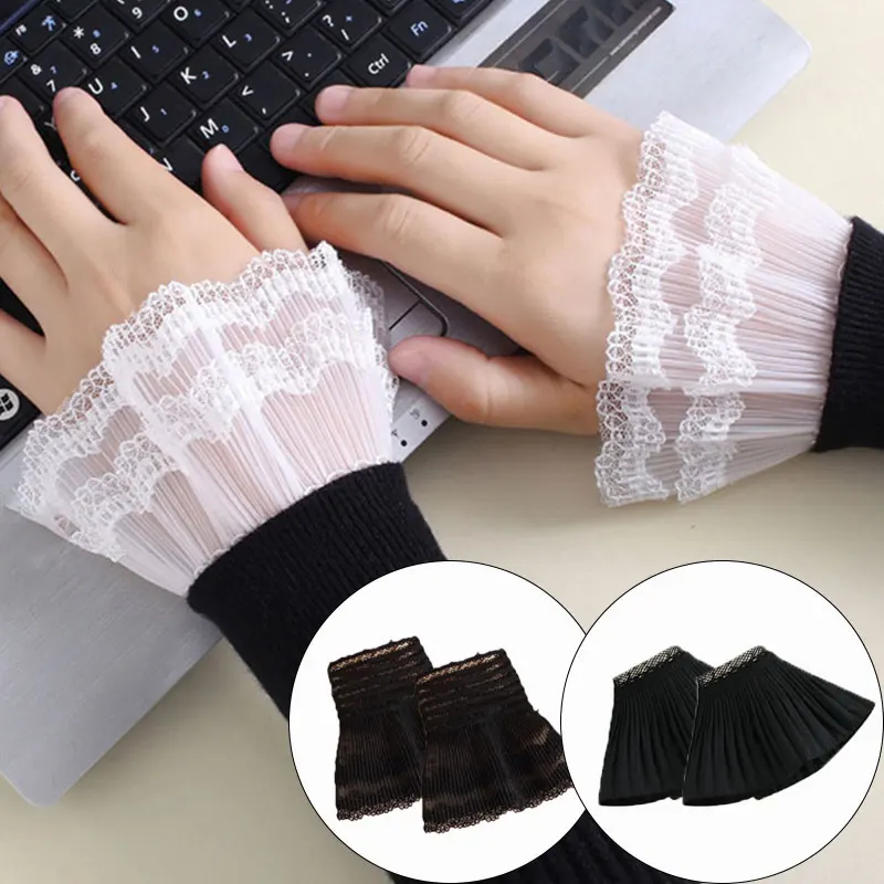 2022 New Mesh Lace Fake Flare Sleeves for Women Chiffon Pleated False Cuffs Female Ruffles Elastic Wrist Warmers Horn Cuffs
2022 New Mesh Lace Fake Flare Sleeves for Women Chiffon Pleated False Cuffs Female Ruffles Elastic Wrist Warmers Horn Cuffs