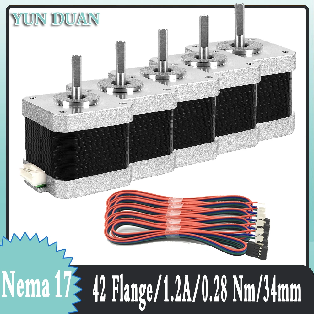 Nema17 Stepper Motors 42mm Flange 28N.cm 4 Lead 1.2A 2 Phase Stepper Motor Nema 17 for 3D Printer Engraver Machine CNC Kit
Nema17 Stepper Motors 42mm Flange 28N.cm 4 Lead 1.2A 2 Phase Stepper Motor Nema 17 for 3D Printer Engraver Machine CNC Kit